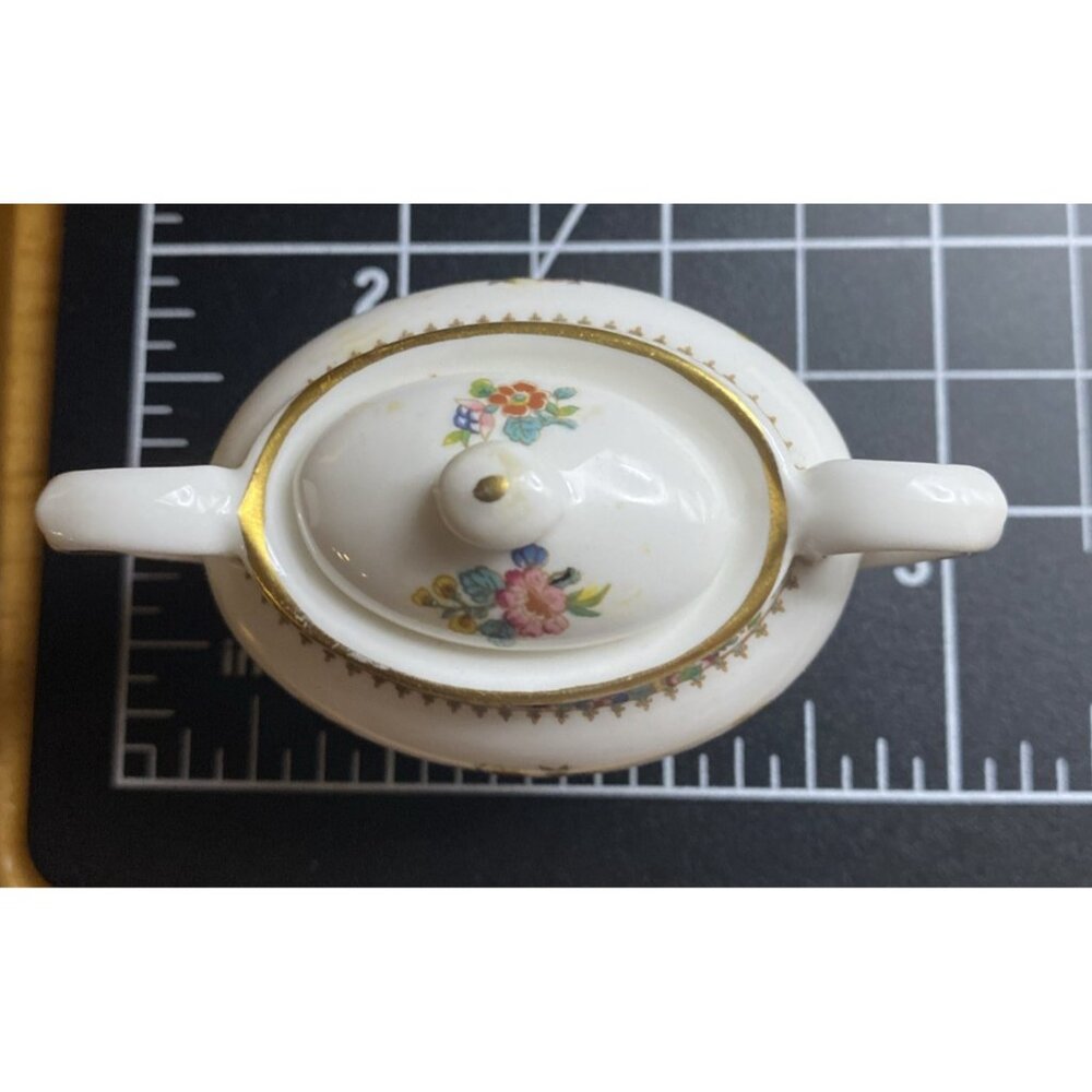 Miniature Dollhouse Soup Tureen W/Lid 3" Coalport Ming Rose Bone China England - Picture 8 of 9